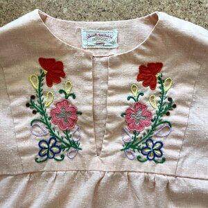 Vintahge Handmade Embroidered Blouse/Tunic in Light Pink